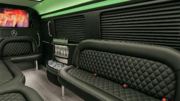 Interior of Pawtucket Party Bus Company's 14 Passenger Sprinter Limousine in Pawtucket