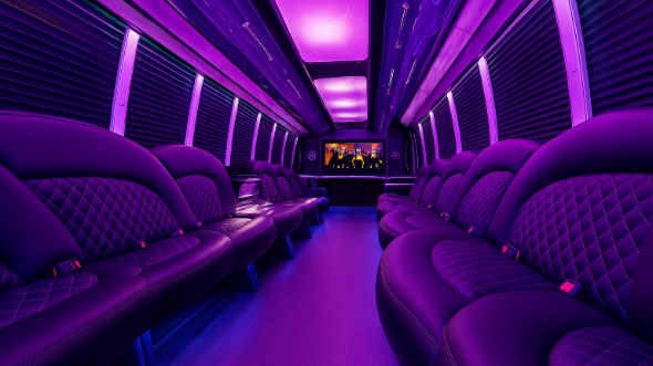 Interior of East Providence Party Bus Company's 28 Passenger Party Bus in East Providence