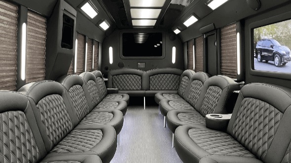 Interior of North Kingstown Party Bus Company's 30 Passenger Party Bus in North Kingstown
