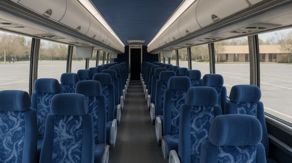 Interior of Rhode Island Party Bus Company's 40 Passenger Charter Bus in Rhode Island