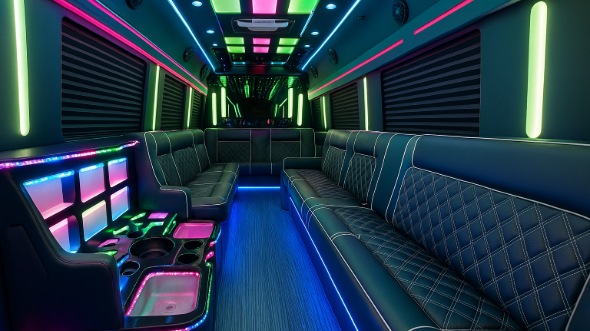 Interior of Rhode Island Party Bus Company's 40 Passenger Party Bus in Rhode Island