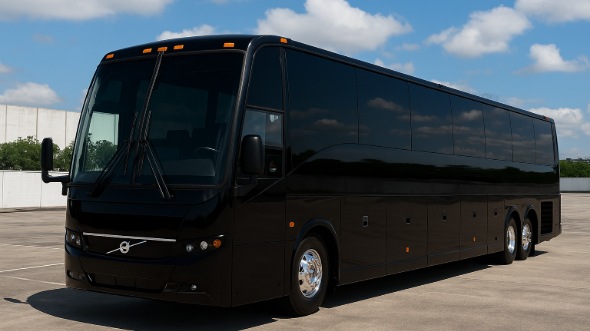 Exterior of Rhode Island Party Bus Company's 48 Passenger Charter Bus in Rhode Island