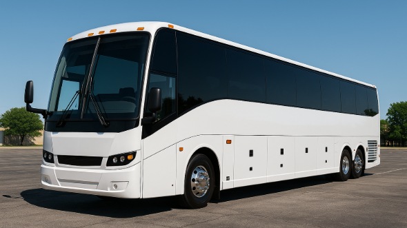 Exterior of Rhode Island Party Bus Company's 54 Passenger Charter Bus in Rhode Island