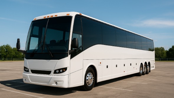 Exterior of Rhode Island Party Bus Company's 55 Passenger Charter Bus in Rhode Island